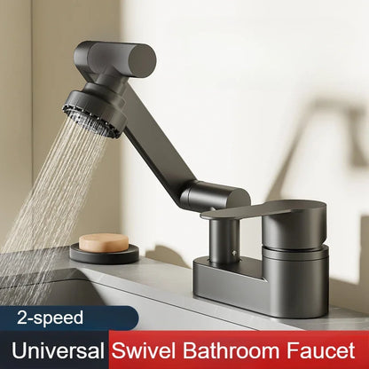 Basin Faucet Bathroom Double Hole Cold and Hot Water Tap Toilet Second Gear Sink 360° Rotating Water Mixing Valve Accessories