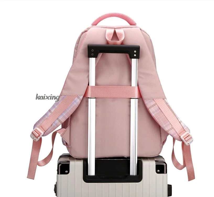 Lovely Kuromi Melody Backpacks Cosplay Plaid Women Men multi-pocket Lightweight School Bags Travel Ins Capacity Laptop Mochilas