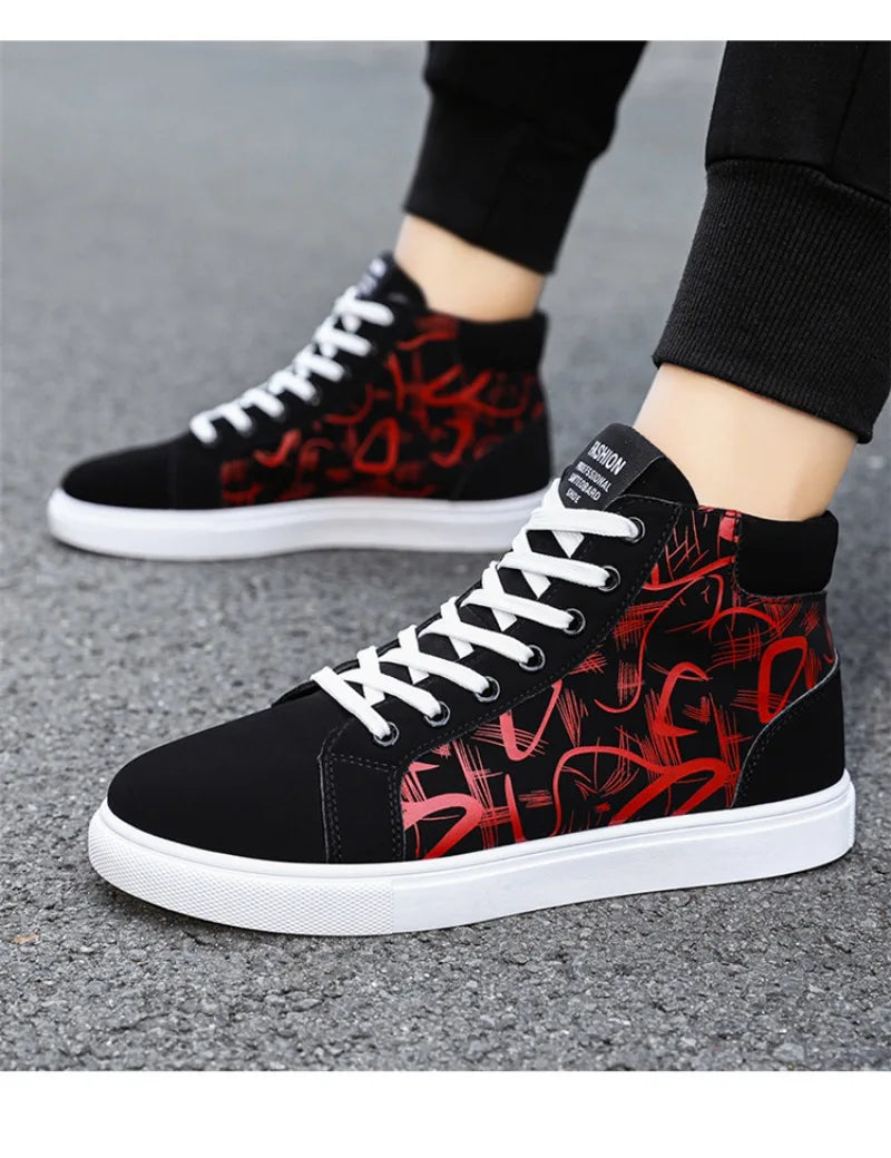 Men's Sneakers Fashion High Top Canvas Shoes Autumn New Casual Shoes for Men Lace Up Platform Vulcanized Shoes Big Size48 Tenis