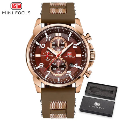 MINI FOCUS Chronograph Quartz Watches Men Blue Silicone Army Sport Top Brand LuxuryWristwatch Man Relogios Masculino Clock 0268