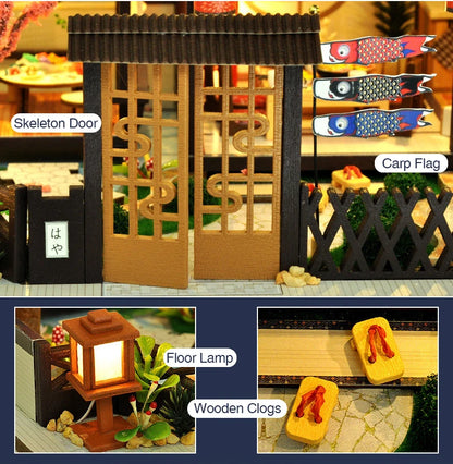 Cutebee DIY Dollhouse Super Mini Scale Miniature Dollhouse Japanese Garden Building Kit Toys for Birthday Gifts