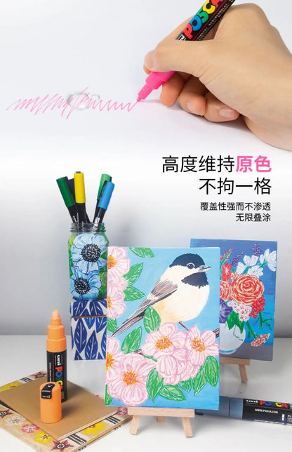 Japan Uni POSCA Marker Pen Set Acrylic Graffiti Drawing Permanent Waterproof Children's Drawing PC-3M/1M/5M Fabric Art Supplies