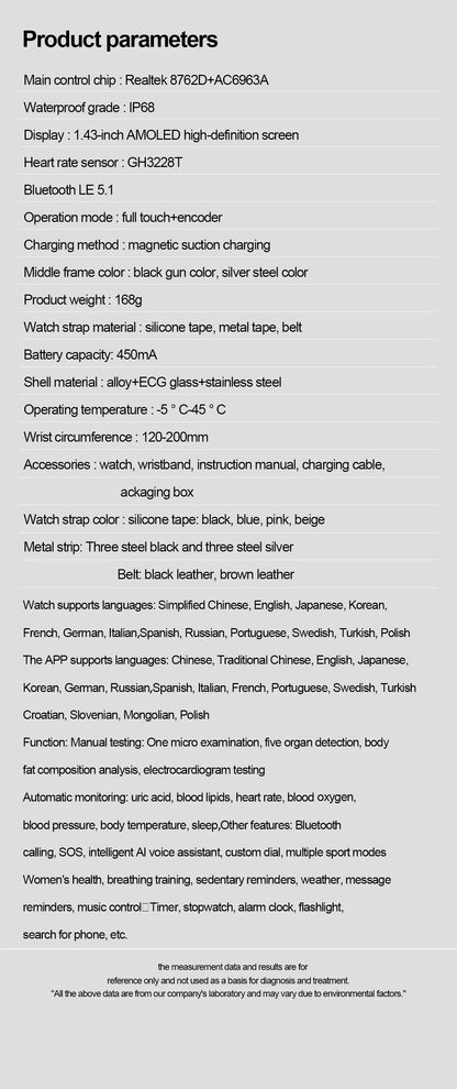 2025 For HUAWEI Precise ECG+PPG Uric acid HD Smart Watch Men Blood lipids Heart Rate Blood pressure Sport Call Health Smartwatch