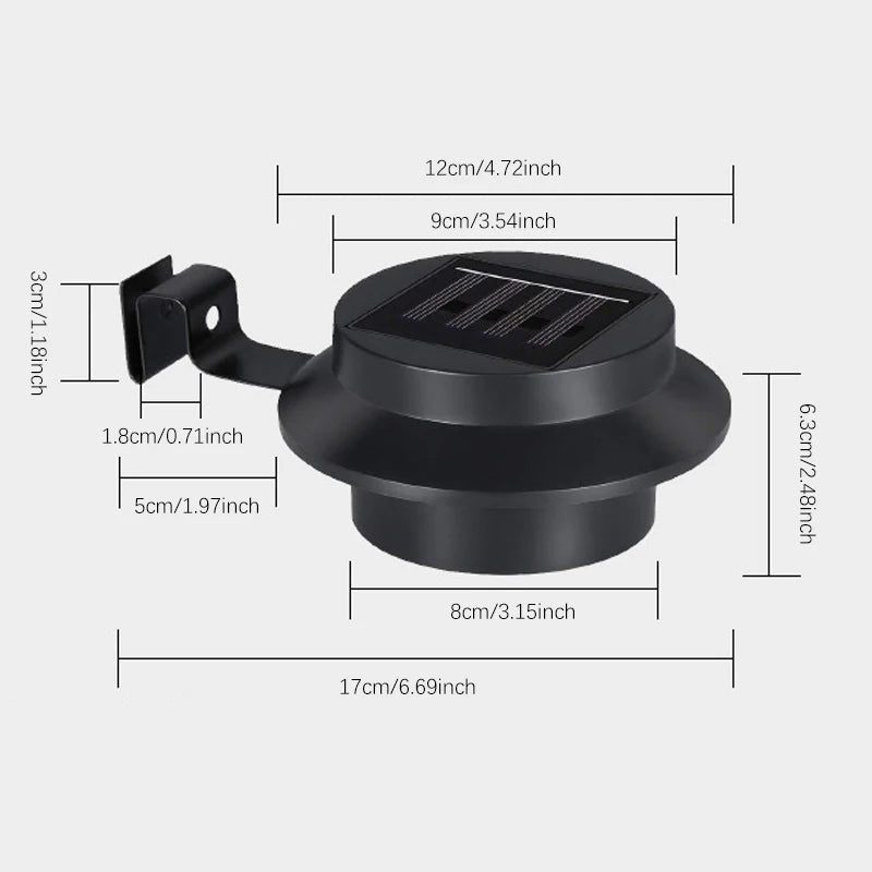 3LED Solar Power Gutter Light Waterproof Wall Lamp White Warm Fence Night Light for Garden Pathway Campin Deco LED Light Fixture