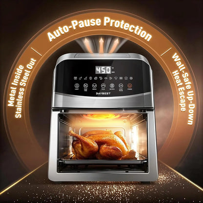 Ceramic Air Fryer Stainless Steel Shell Compact 6 QT for Small Family,  Max 450°F 12-in-1 Metal Airfryer Dual Heats 1700W