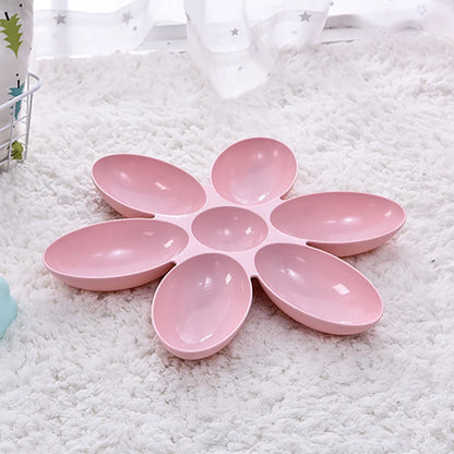 Flower Shaped Pet Bowl with 6 Connected Bowls for Small Dog and Cat, Water Dish, Puppy Feeding Bowls, Slow Down Eating Feeder