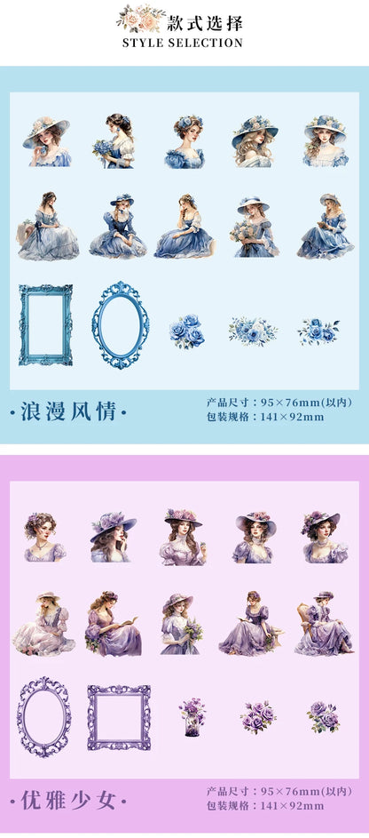 30pcs Garden Girl Sticker for Notebook, Water Bottle, Suitcase, Kids Toy Sticker, Valentine's Day, Back-to-school Season