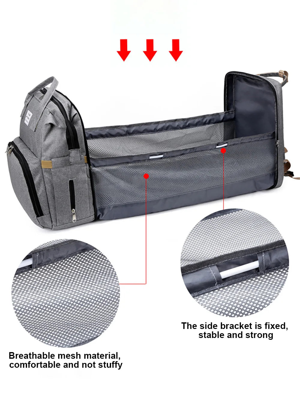 New Folding Mommy Bag Lightweight Portable Folding Crib Bed Large-capacity Baby Backpack Mommy Baby Diapers Bags Outting Bag