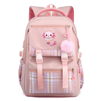 Cute Axolotl Backpack Print Backpacks Girls School Bag for Teenager Laptop Backpack