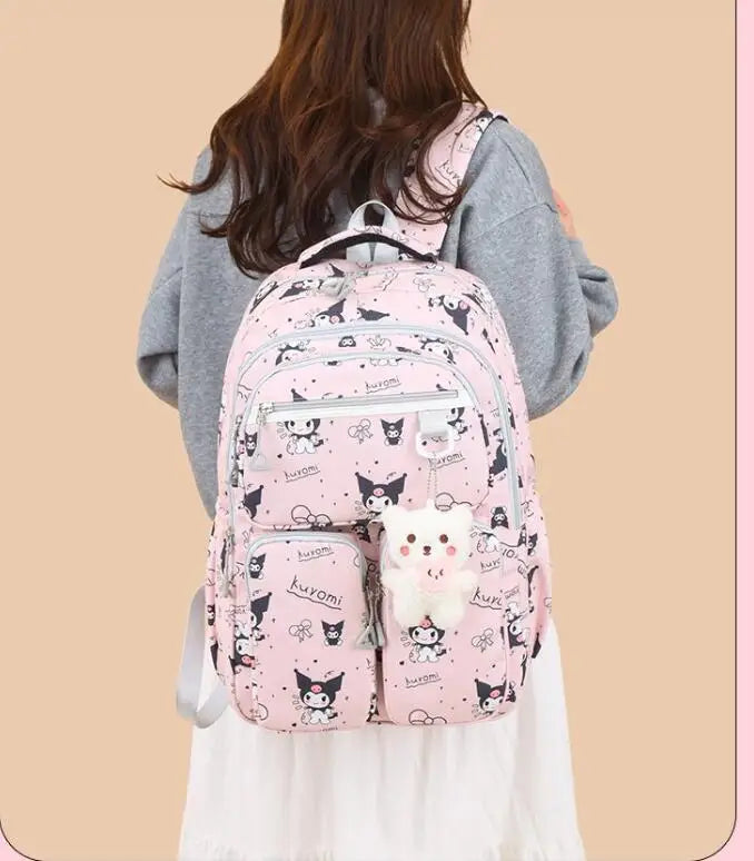 Kawaii Kuromi Backpack Junior High School Bag Student Schoolbag Anime Cartoon Shoulder Bag Girls Gift