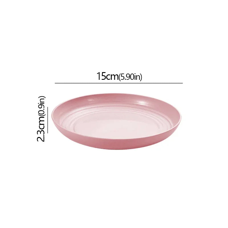 Wheat Straw Solid Color Round Plates Salad Dessert Dinner Reusable Microwave Safe Anti Fall And Shatter Plates Fruit Plate