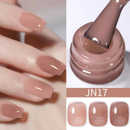 BORN PRETTY 10ml Wine Red Glitter Jelly Nude Gel Nail Polish Soak Off Translucent Color UV Light Cure for Nail Art DIY at Home