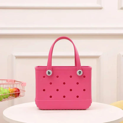 Waterproof Summer Storage Basket Mini Kid Beach Bogg Bag Women Shopping Bag Picnic Rubber Jelly Tote Bogg Bag Kid Purses