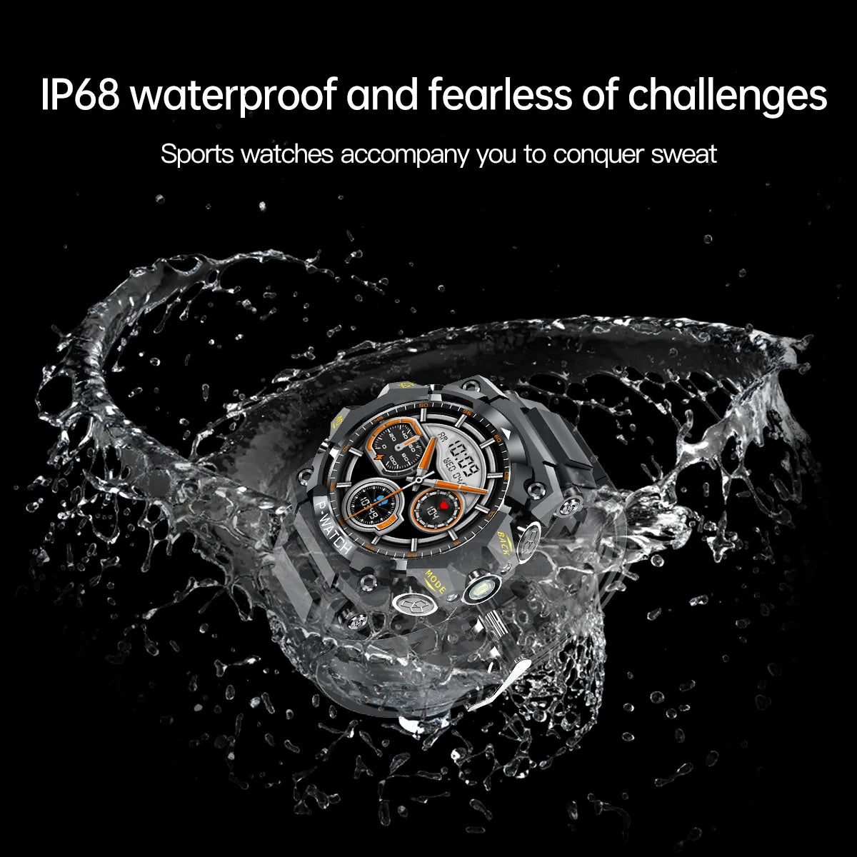 Outdoor Sport Smart Watch LED Flashlight Health Monitor Bracelet Bluetooth Make Answer Call Waterproof Men Military Smartwatch