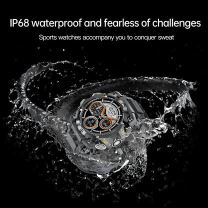 Outdoor Sport Smart Watch LED Flashlight Health Monitor Bracelet Bluetooth Make Answer Call Waterproof Men Military Smartwatch