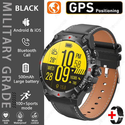 Military GPS Smart Watch Men AMOLED HD Screen Altitude Compass Heart Rate Sports Watch BT Calling IP68&10ATM Waterproof Watch