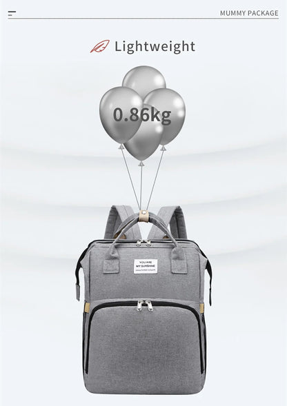 New Folding Mommy Bag Lightweight Portable Folding Crib Bed Large-capacity Baby Backpack Mommy Baby Diapers Bags Outting Bag