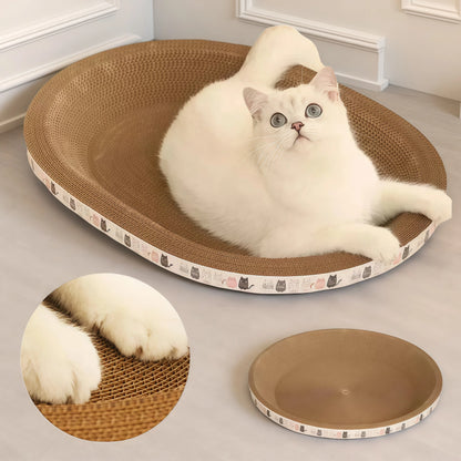 Cat Bed & Scratching Post 2-in-1 - Wear-Resistant Round Nest, Ripple Design for Sleeping/Claw Grinding, Multi-Functional