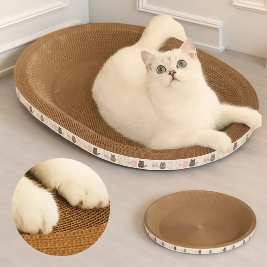 Cat Bed & Scratching Post 2-in-1 - Wear-Resistant Round Nest, Ripple Design for Sleeping/Claw Grinding, Multi-Functional