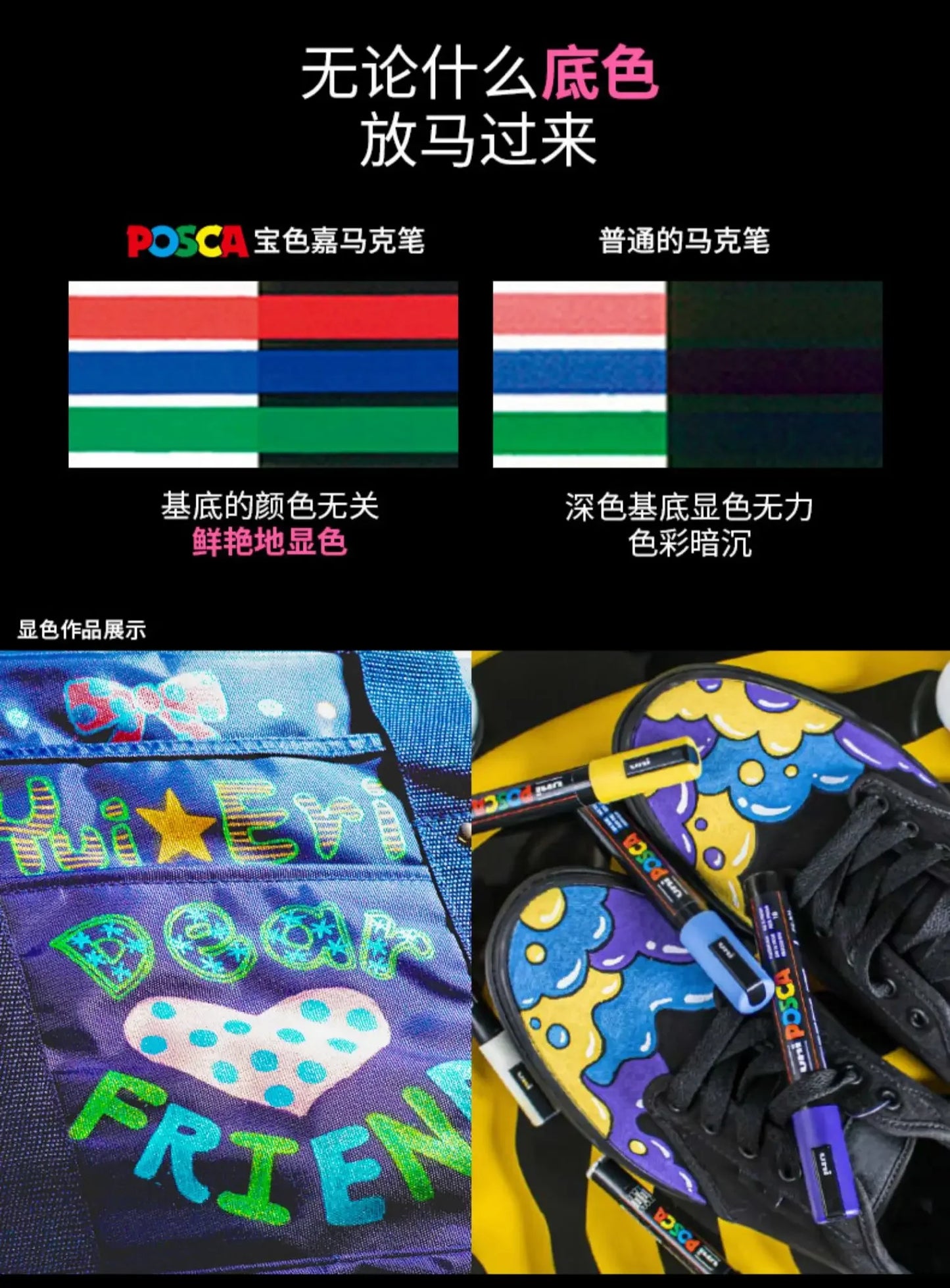 Japan Uni POSCA Marker Pen Set Acrylic Graffiti Drawing Permanent Waterproof Children's Drawing PC-3M/1M/5M Fabric Art Supplies