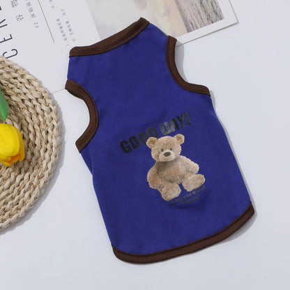 Cartoon Bear Dog Clothes Cute Cotton Dog Costume Pet T-shirt Cats Vest for Puppy Small Medium Dogs Shih Tzu Dog XS-XXL