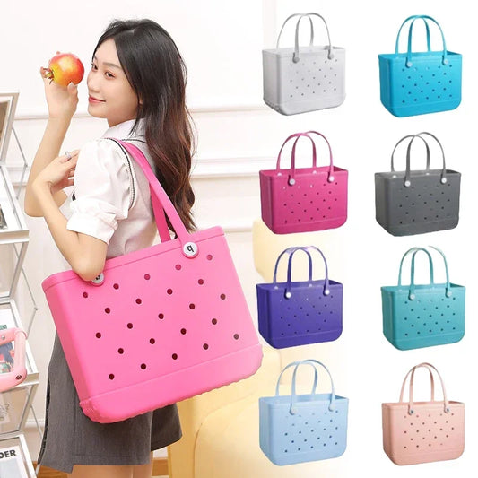 EVA Beach Jelly Bag Rubber Waterproof Shoulder Handbag Large Capacity Portable Travel Handbag Summer Pool Fashion Women Tote Bag