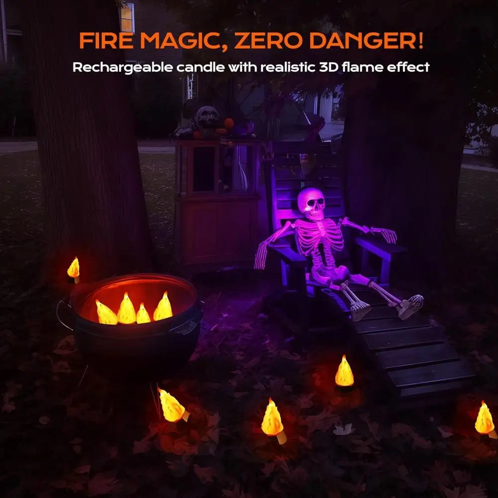 USB Rechargeable Flickering Flame Lamp 35H Runtime Energy Saving 3D Fake Fire Night Light Rechargeable Battery 3 Modes