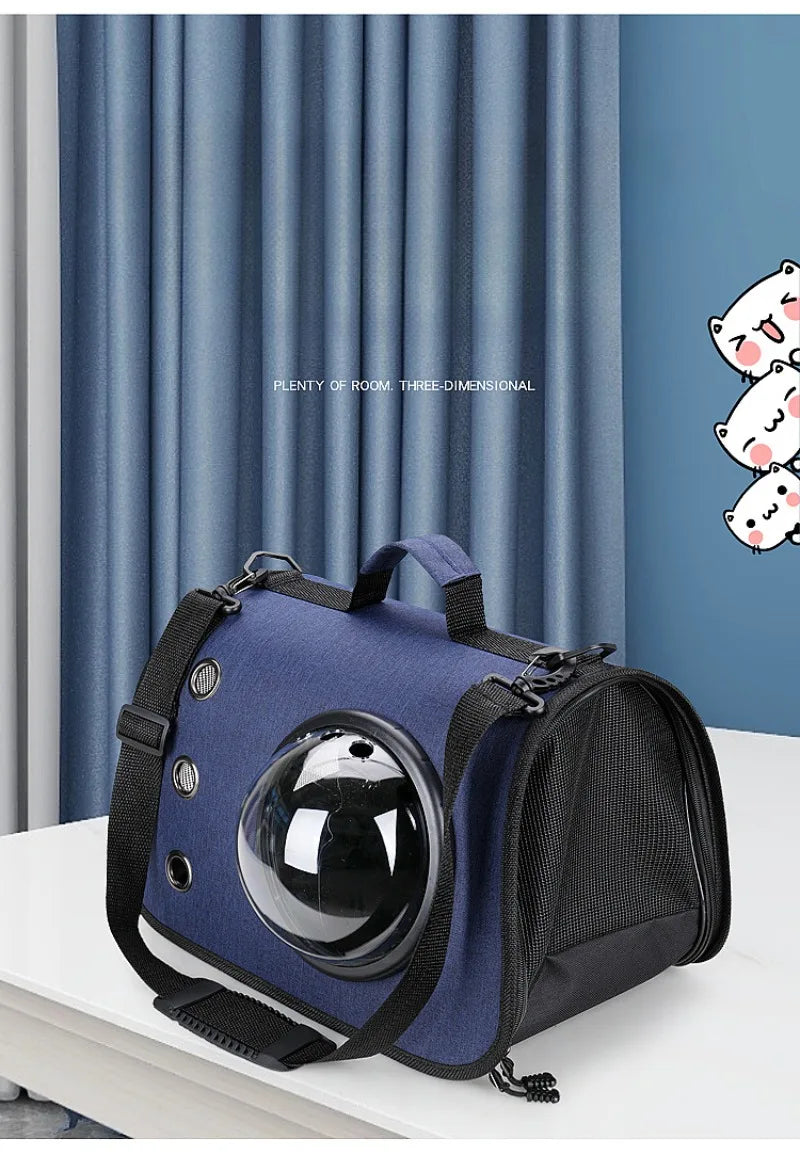 Portable Pet Backpack for Outdoor Travel Foldable Transparent Cat Backpack Suitable Dogs and Cats Breathable Tote Bag for Travel