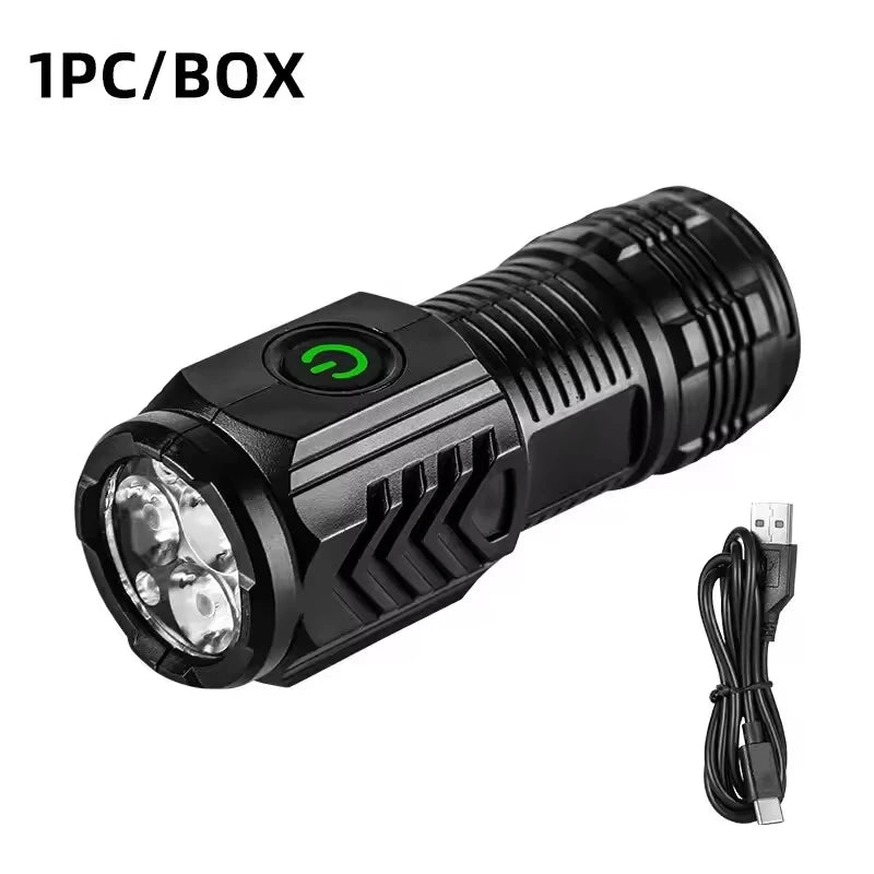 New Ultra Powerful Flashlight 3 Core LED Mini Tactical Flashlight USB Rechargeable High Power Torch With Magnet Hand Lamp