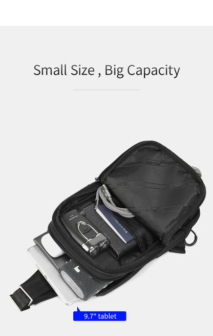 Lifetime Warranty Chest Bag For Men Cool Style Men Shoulder Bag 9.7inch IPad Bag Casual Male Crossbody Bag Lightweigt Mini Bags