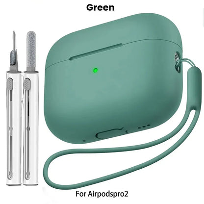 For AirPods Pro 2 Case Liquid Silicone Cover For AirPods Pro 2 2nd Pro2 2022 2023 Cases Sleeve With Cleaningr Pen Lanyard Funda