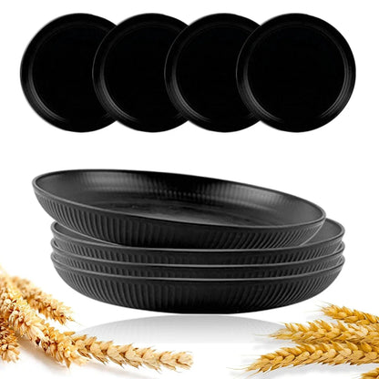 8Pcs 23cm Lightweight Unbreakable Wheat Straw Plates Deep Dinner Plate for Kids Toddler Adult Dishwasher Microwave Safe