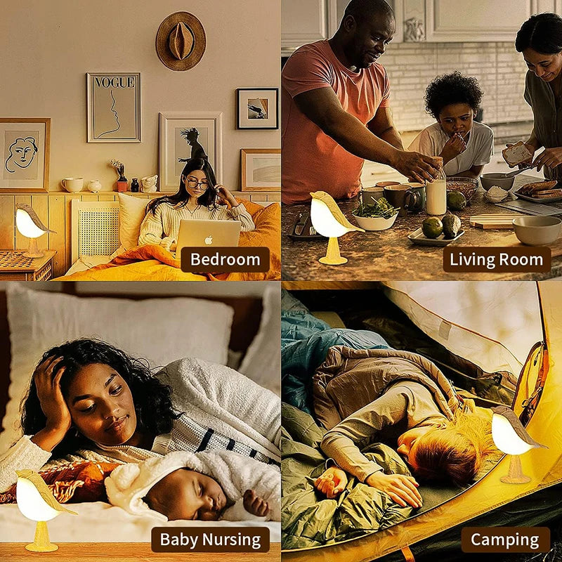 Modern Night Light Touch Control Bedroom Table Reading Lamp Home Tool Cute Small Bird Shape Protect Sleeping Creative Atmosphere