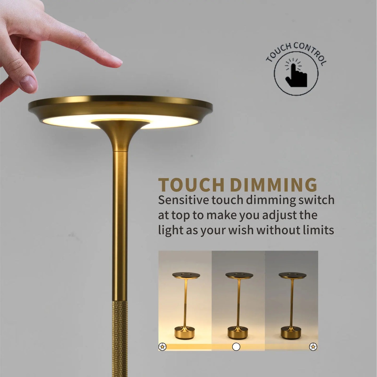 USB Charging Table Lamp Aluminum Restaurant Bar Desk Lamp Dimming Atmosphere USB Charging Touch Switch Decoration