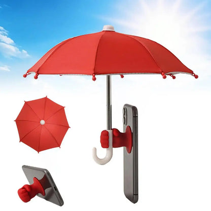Fist Shape Motorcycle Umbrella - Suction Cup Phone Mount & Silver Coating UV Protection, Windproof Mini Foldable Rain Sun Shade