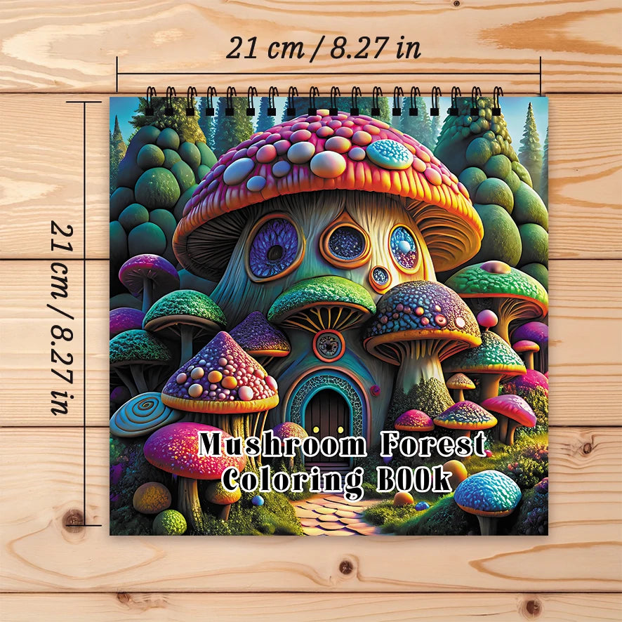 Mushroom Coloring Book - 8.27 x 8.27 inches 32 pages coloring book - ideal gift for family or friends