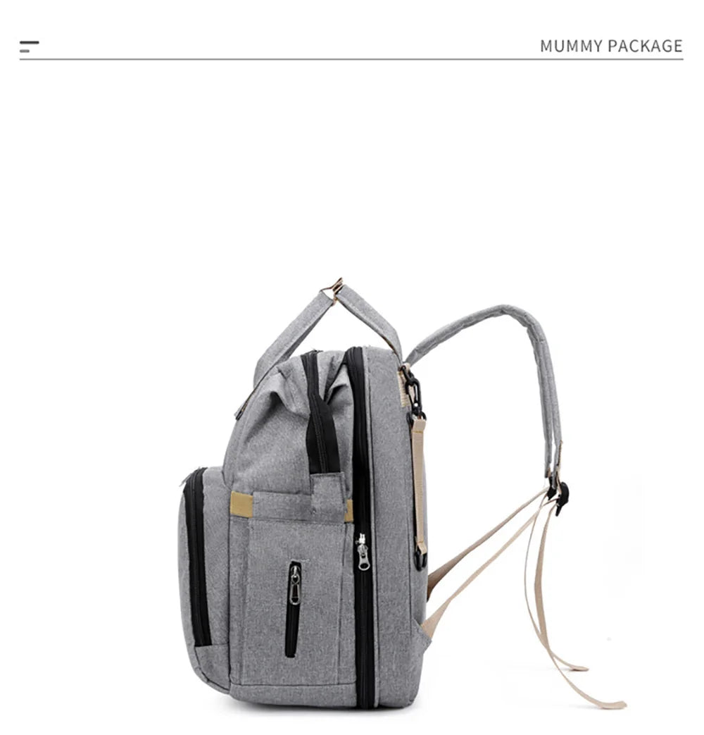 New Folding Mommy Bag Lightweight Portable Folding Crib Bed Large-capacity Baby Backpack Mommy Baby Diapers Bags Outting Bag