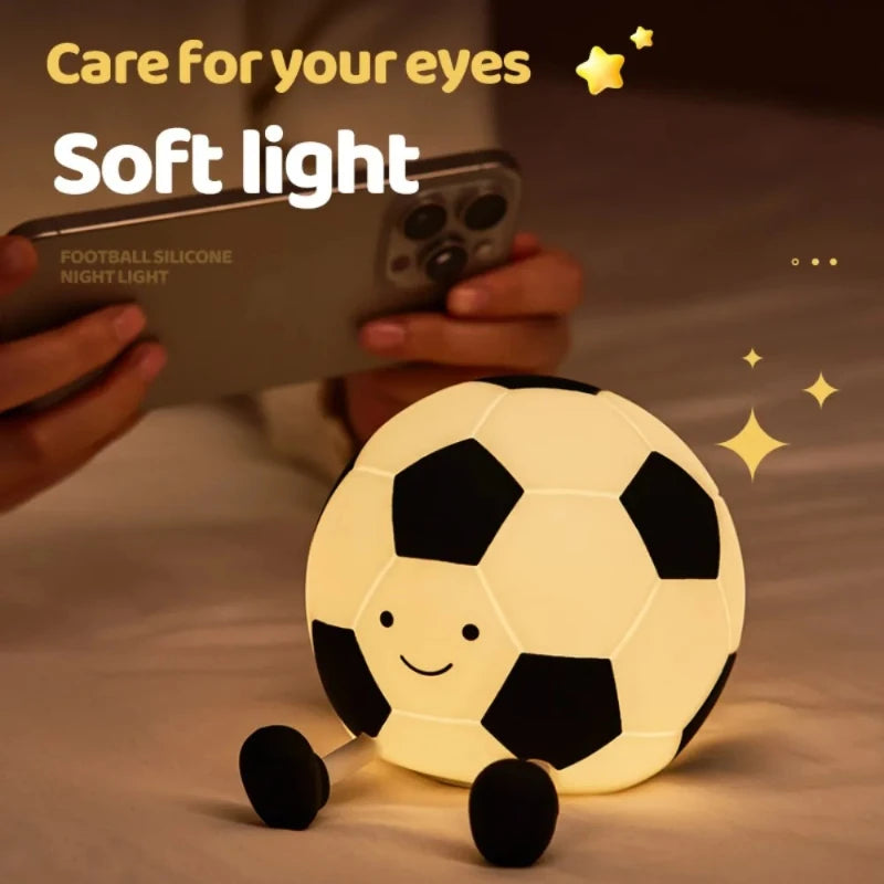 Football Silicone Night Light Rechargeable Sleeping Night Lamp with 3 Level Dimmable Bedside Lamp For Room Decor