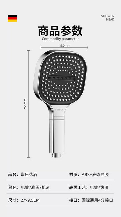 New 13CM Large Panel 3 Modes Adjustable Home Shower Head High Pressure Massage ShowerHead Filter Element Bathroom Accessories