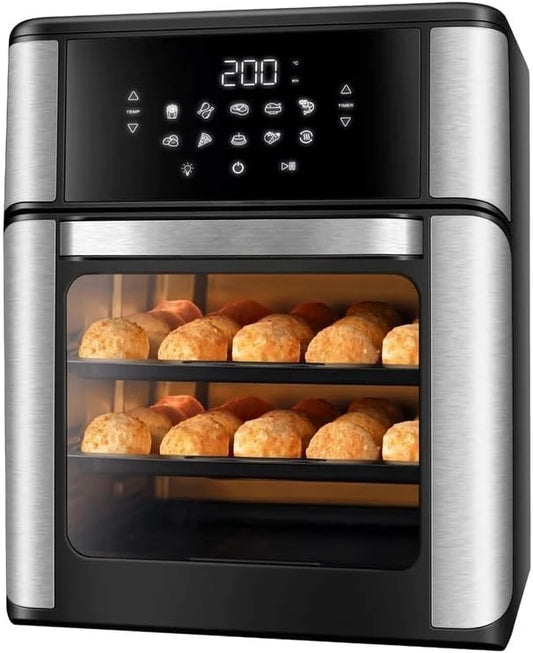 Air Fryer Oven 1800W, 12.7QT Capacity, Touchscreen Panel, Automatic Shut-Off – Black & Stainless Steel