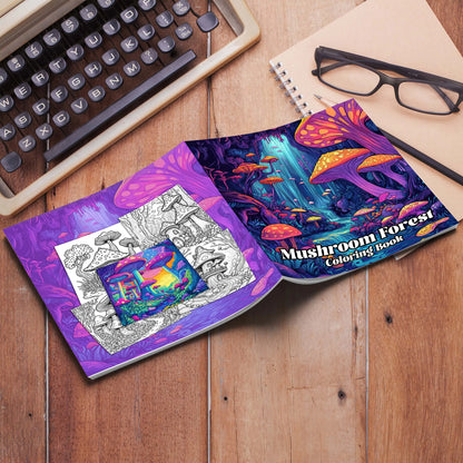 1pc Art Coloring Book 24Page Coloring Book Gift For Birthday Relieve Stress Kill Time Graffiti Painting Drawing Mushrooms Forest