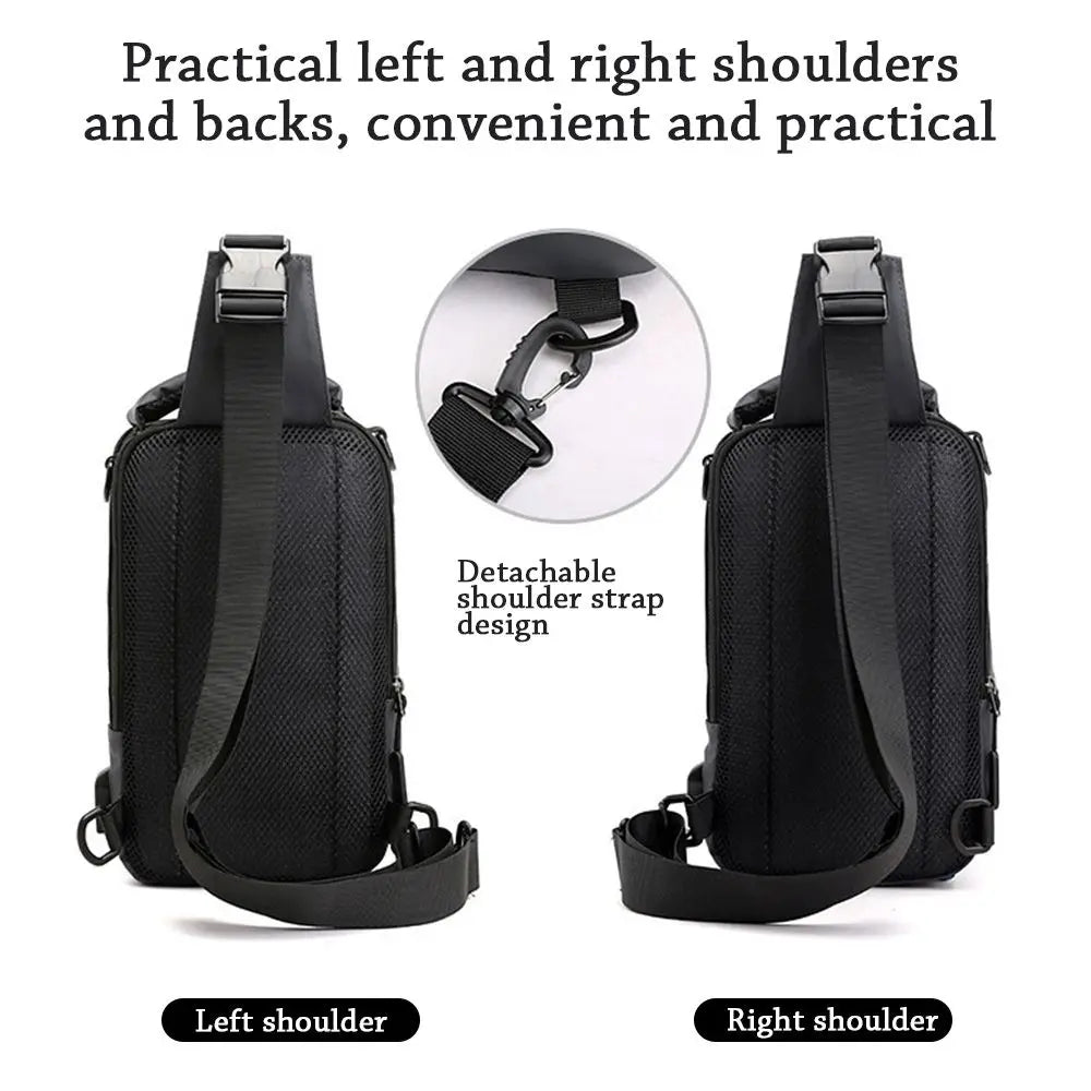 Anti-theft Chest Shoulder Bag Men's Sling Crossbody Bag Messenger Backpack USB Port Bag
