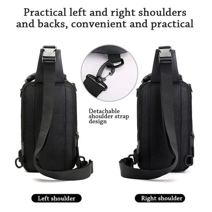 Anti-theft Chest Shoulder Bag Men's Sling Crossbody Bag Messenger Backpack USB Port Bag