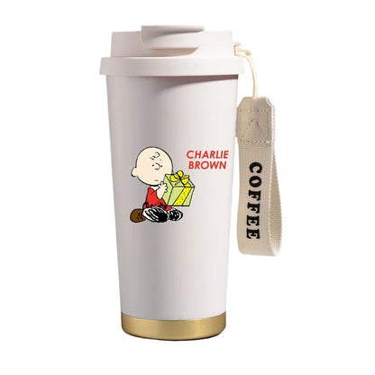 500ml Snoopys Stainless Steel Insulated Water Bottle Anime Kawaii Portable Travel Outdoor Car Tea Coffee Mug Cold Thermos Cup