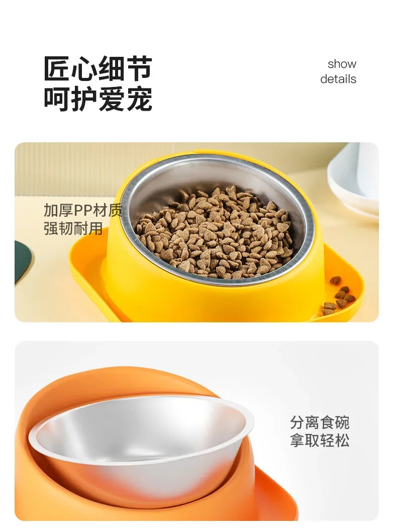 Pet bowl cat bowl oblique mouth bowl dog food bowl anti-knock dog bowl wholesale dog bowl drinking water integrated pet feeder