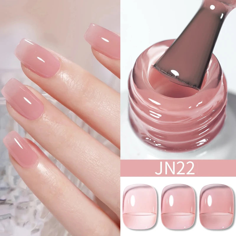 BORN PRETTY 10ml Wine Red Glitter Jelly Nude Gel Nail Polish Soak Off Translucent Color UV Light Cure for Nail Art DIY at Home