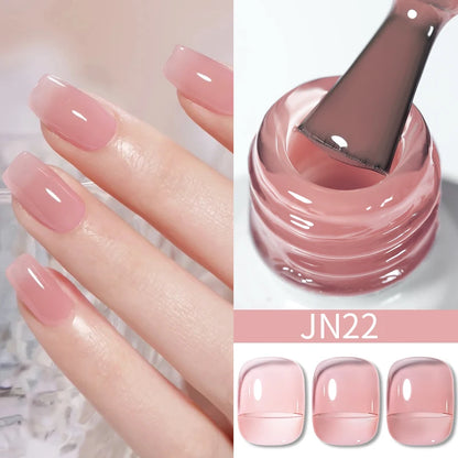 BORN PRETTY 10ml Wine Red Glitter Jelly Nude Gel Nail Polish Soak Off Translucent Color UV Light Cure for Nail Art DIY at Home