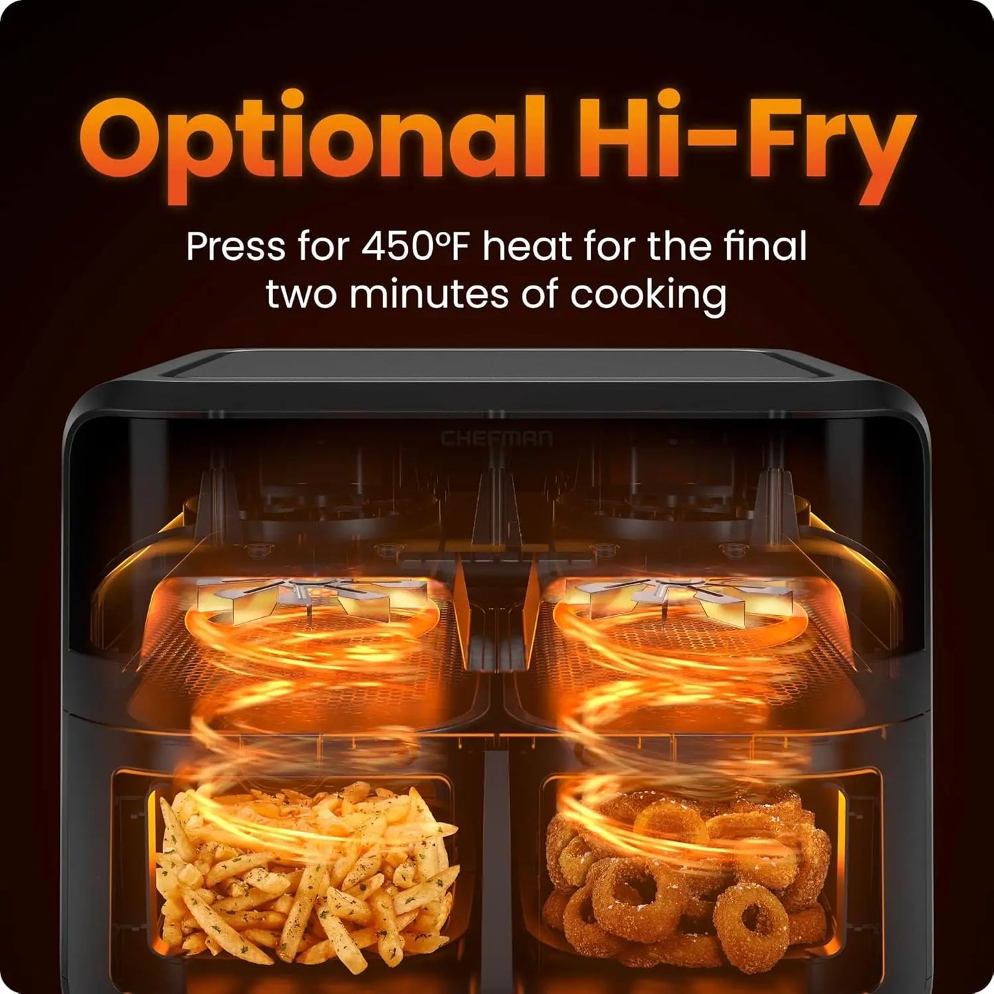 6 Quart Dual Basket Air Fryer Oven with Easy View Windows, Sync Finish, Hi-Fry, Auto Shutoff, 2 Independent 3Qt Nonstick