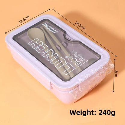 Plastic Compartments For Students And Office Workers, Large Capacity Bento Box With Lid, Sealed Insulated Lunch Container