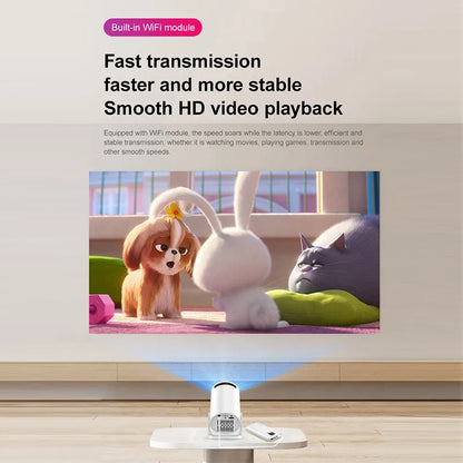 HY200 Portable Projector 1080P, 270° Adjustable Angle, Movie Projector for Phone/Laptop/TV Box, Speaker & HDMI/USB Input